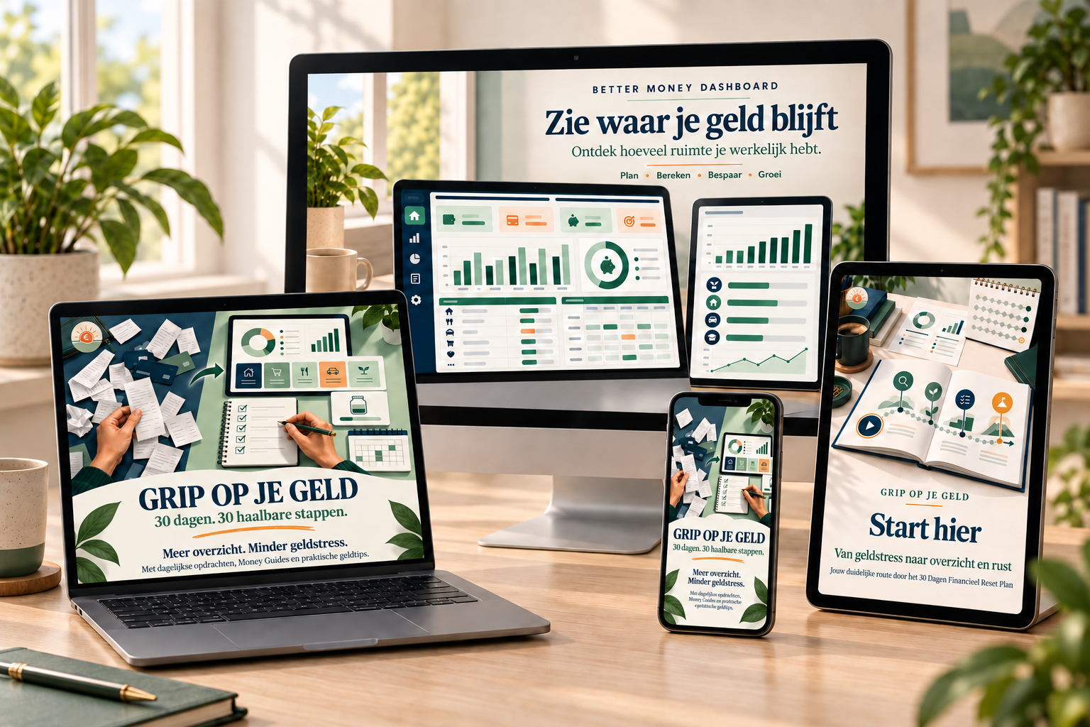 Grip op je Geld op laptop, desktop, tablet en telefoon